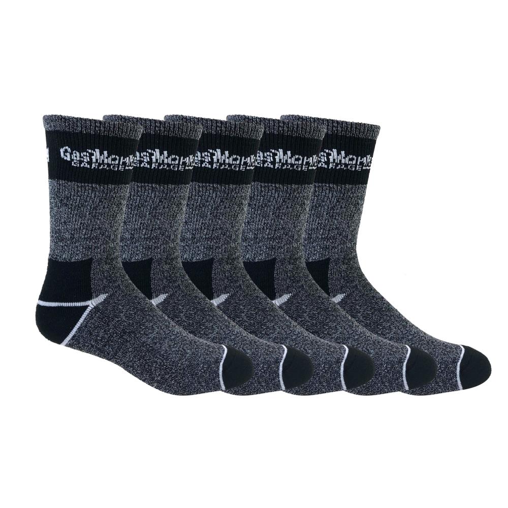 Gas Monkey Garage 5-Pack Men's Cotton Blend Crew Socks (Size 8 To 12) Polyester in Black | GMM10001C5-DGY1013