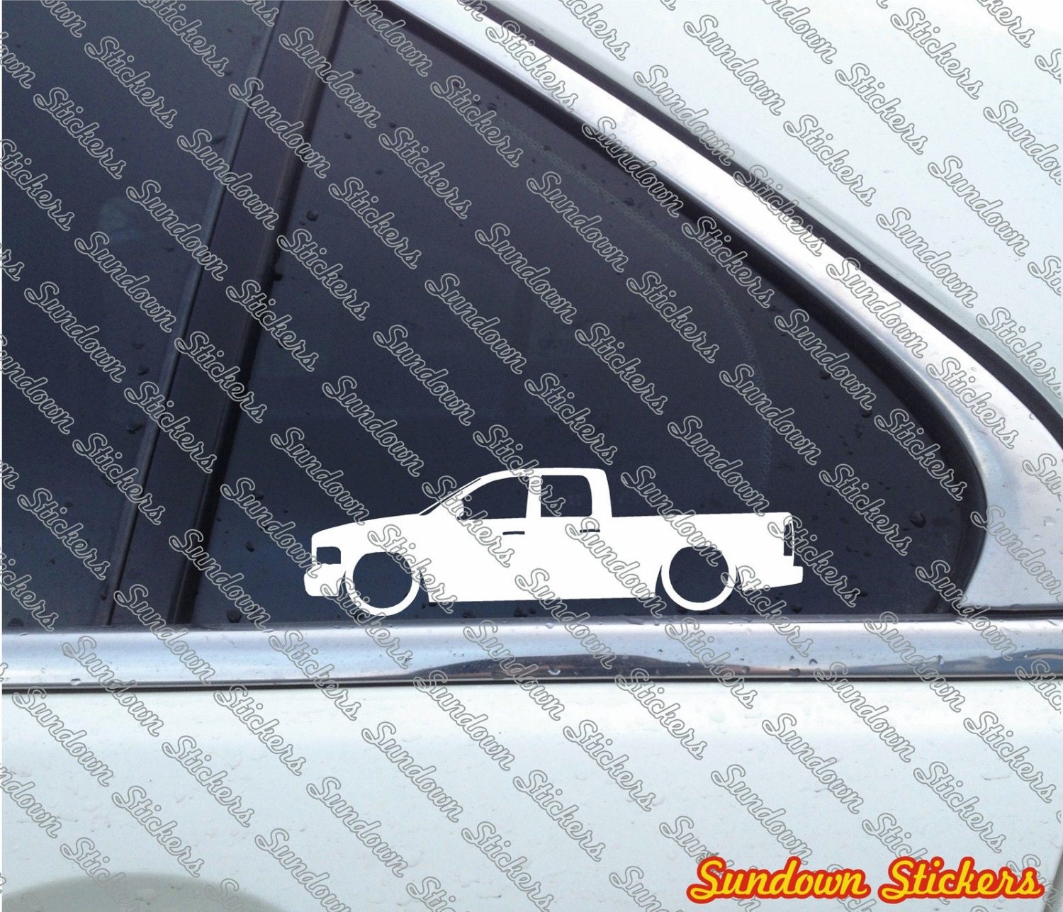 2x Low Car Outline Stickers - For Dodge Ram Quad Cab | 3rd Gen; 2001-2006 Pickup L846