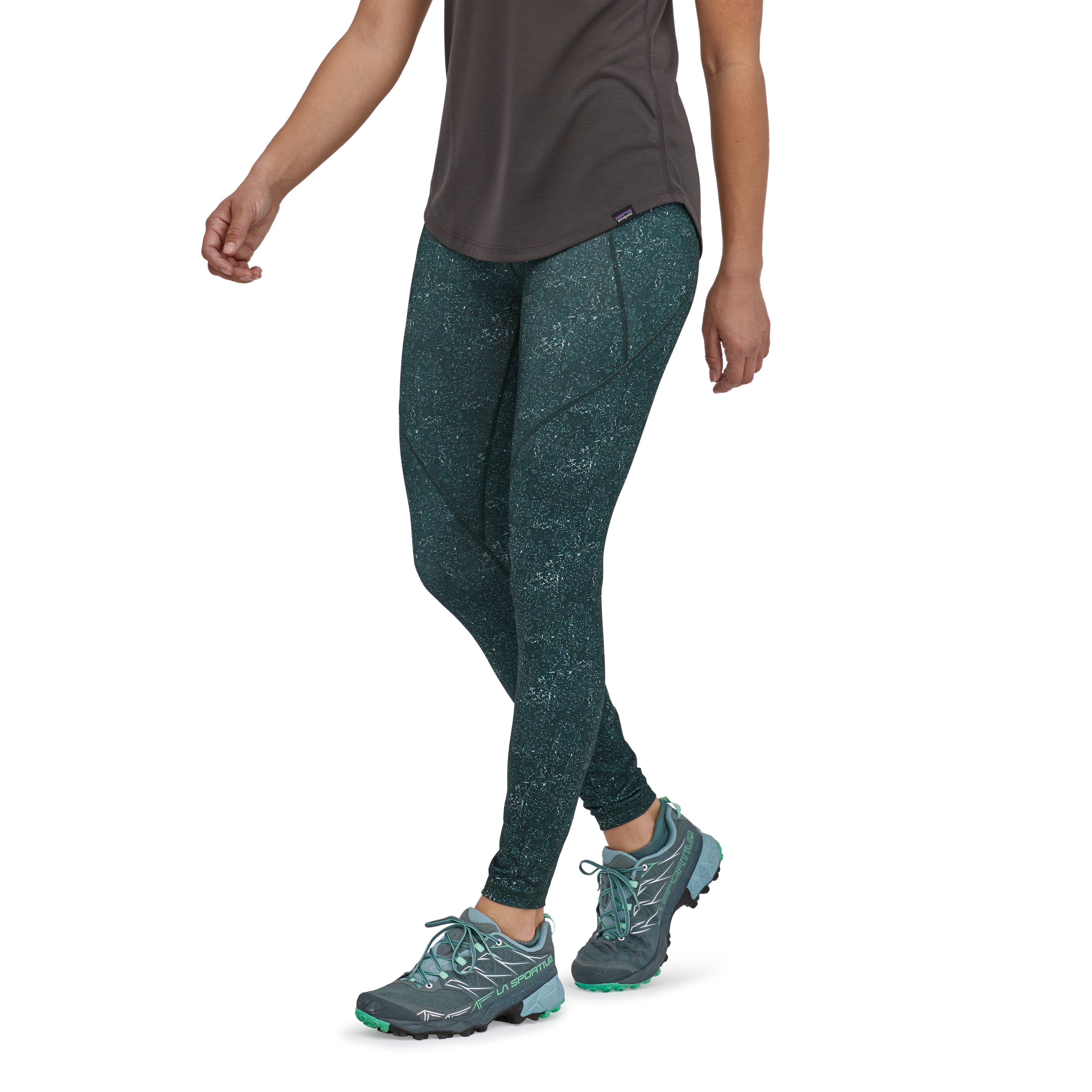 Patagonia Women's Centered Tights - Recycled Polyester, Cosmic Carving: Northern Green / S