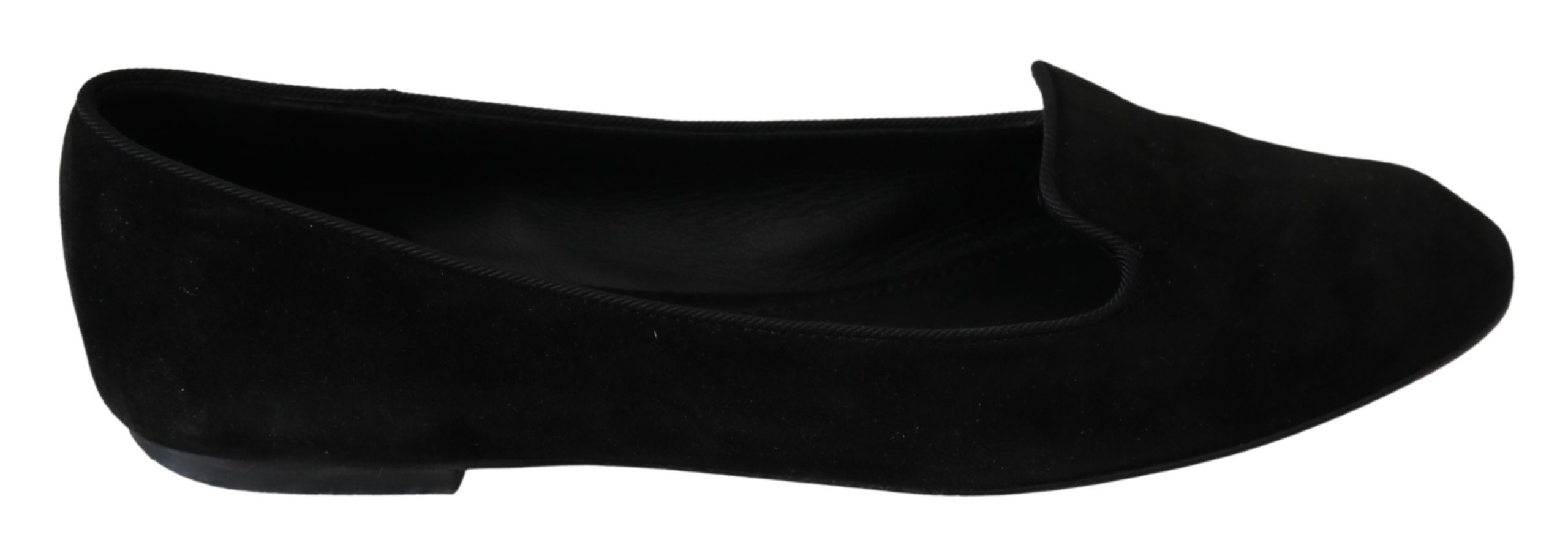 Black Leather Flat Slip On Ballet Shoes - EU38/US7.5