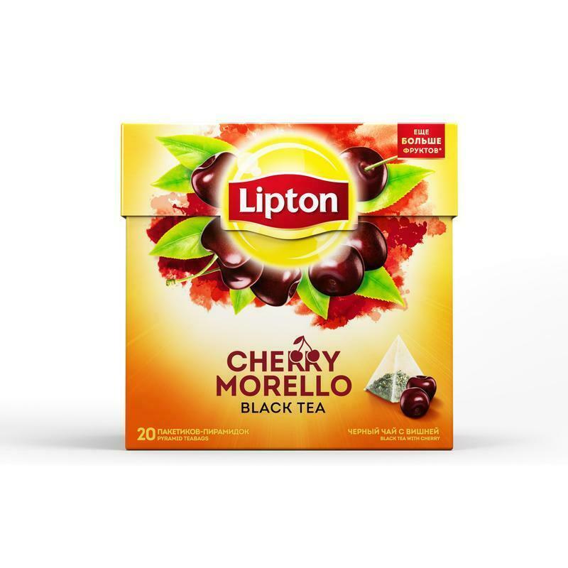 Lipton Black Tea: Cherry MORELLO -1 box/ 20 tea bags -FREE SHIPPING-DaMaGeD