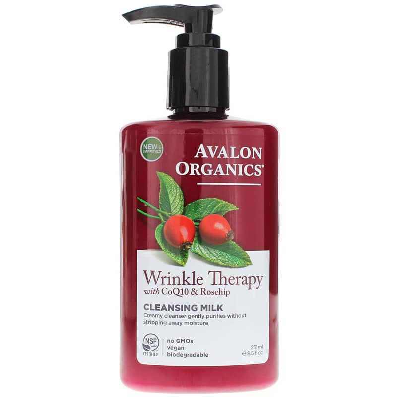 Avalon Organics Wrinkle Therapy with CoQ10 & Rosehip Cleansing Milk 8.5 Oz
