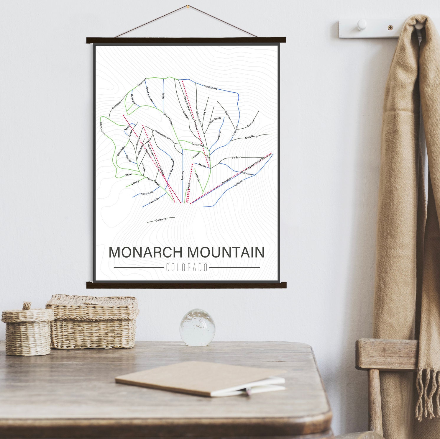 Monarch Mountain Colorado Ski Trail Map | Hanging Canvas Of Printed Marketplace
