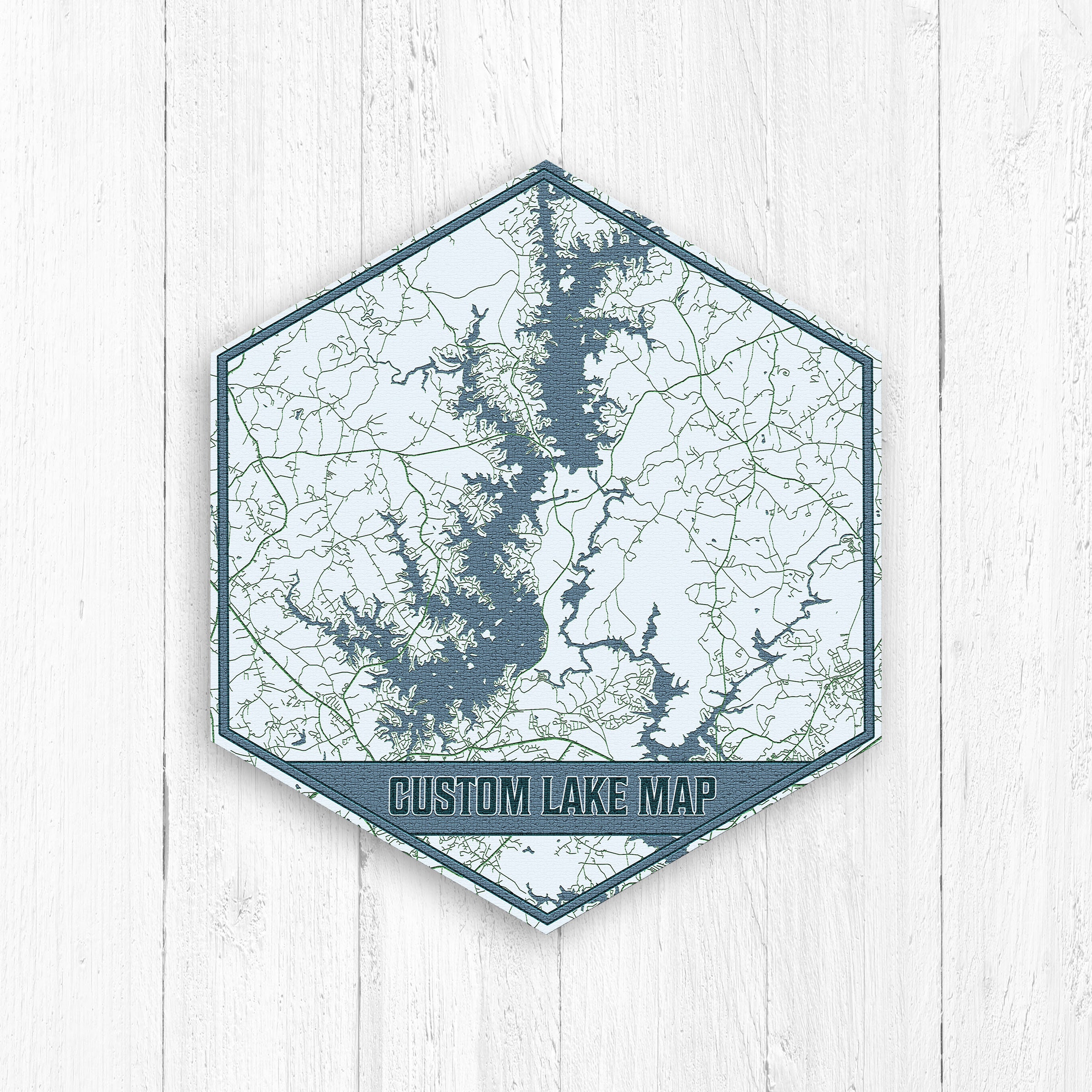 Custom Hexagon Lake Map Print By Printed Marketplace
