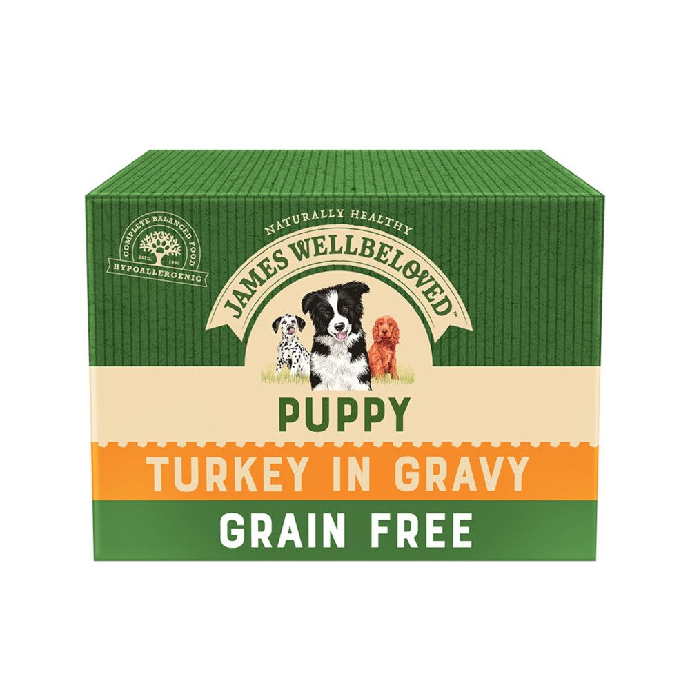 James Wellbeloved Puppy & Junior Grain Free Pouches - Turkey & Vegetables - Saver Pack: 48 x 100g