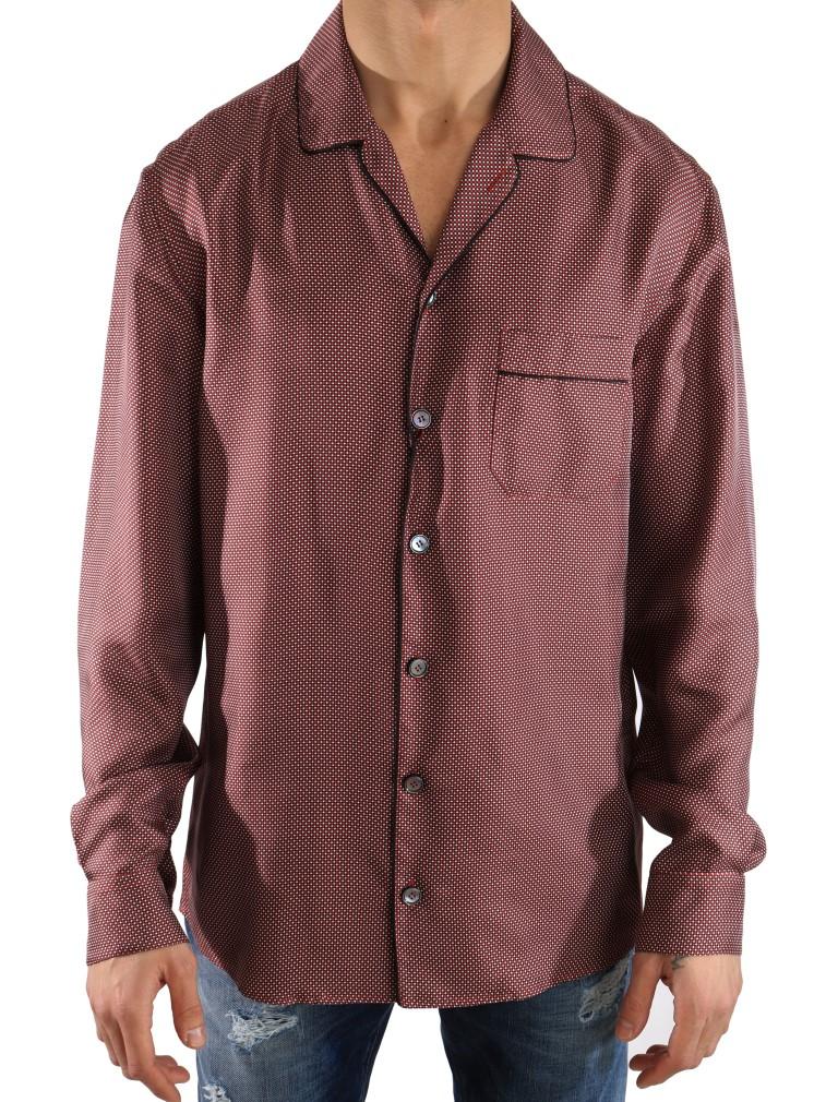 Dolce & Gabbana Men's Polka Dot Silk Shirt Red TSH2058 - 40