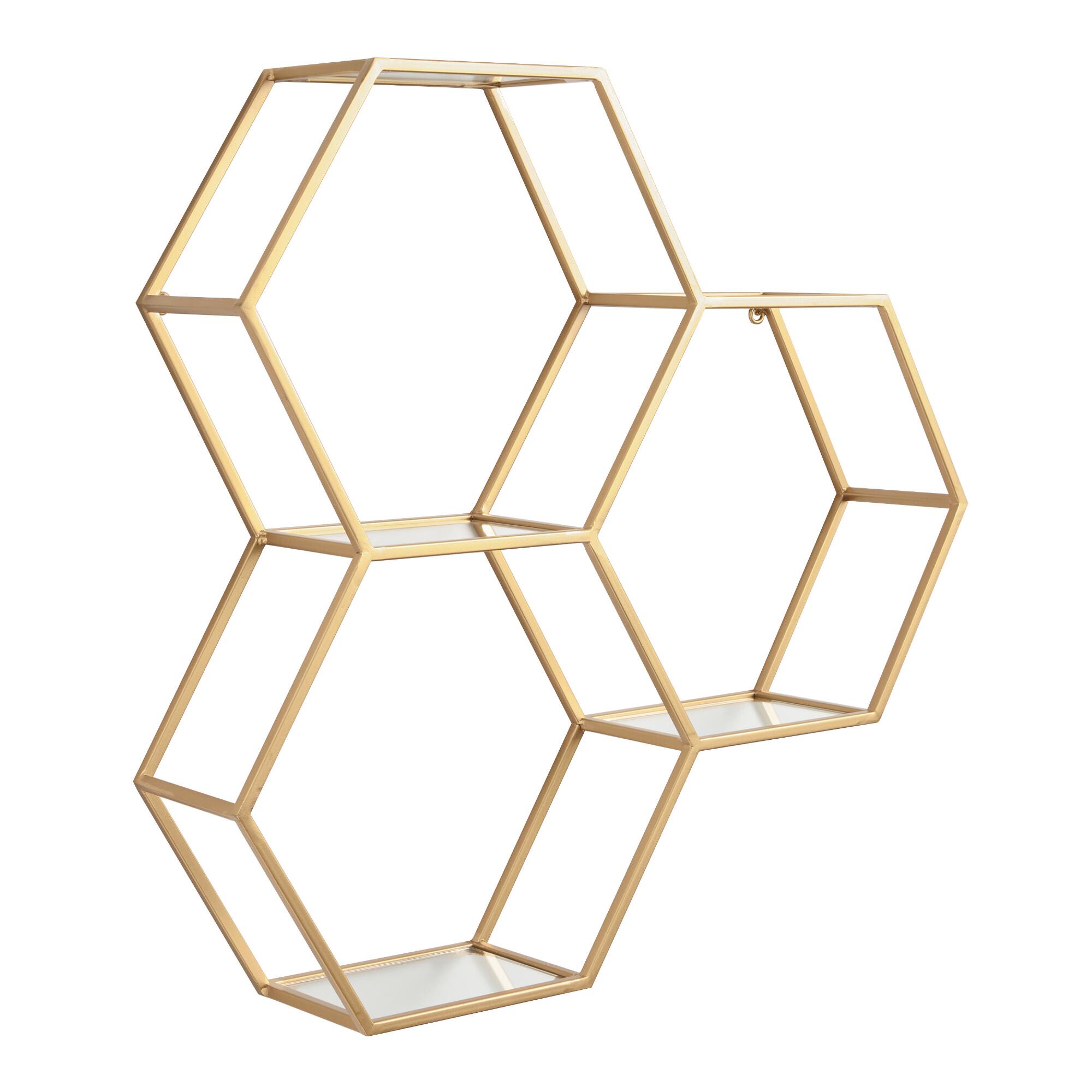 Gold and Glass Honeycomb Wall Shelf - Metal by World Market