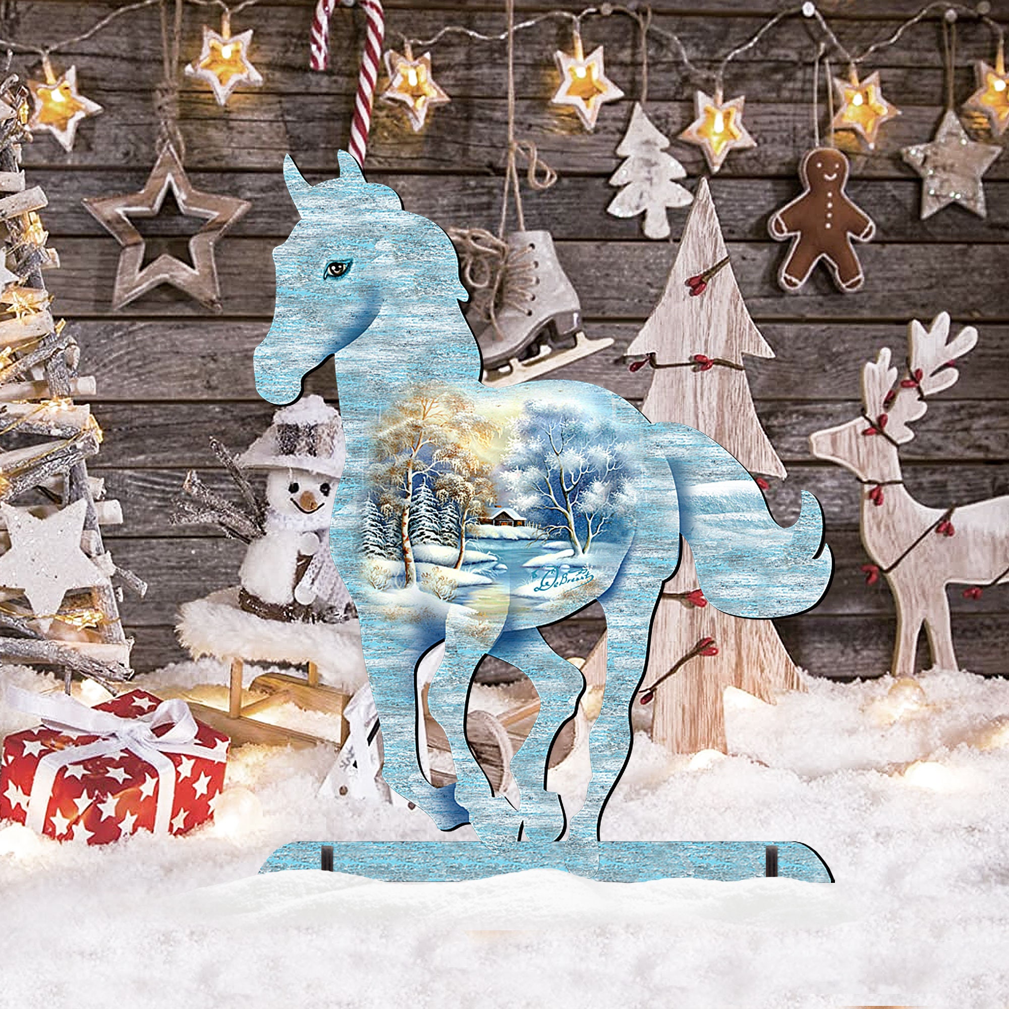 Holiday Outdoor Decor - Running Horse Scenic Free-standing Yard Lawn Sign 8198155F