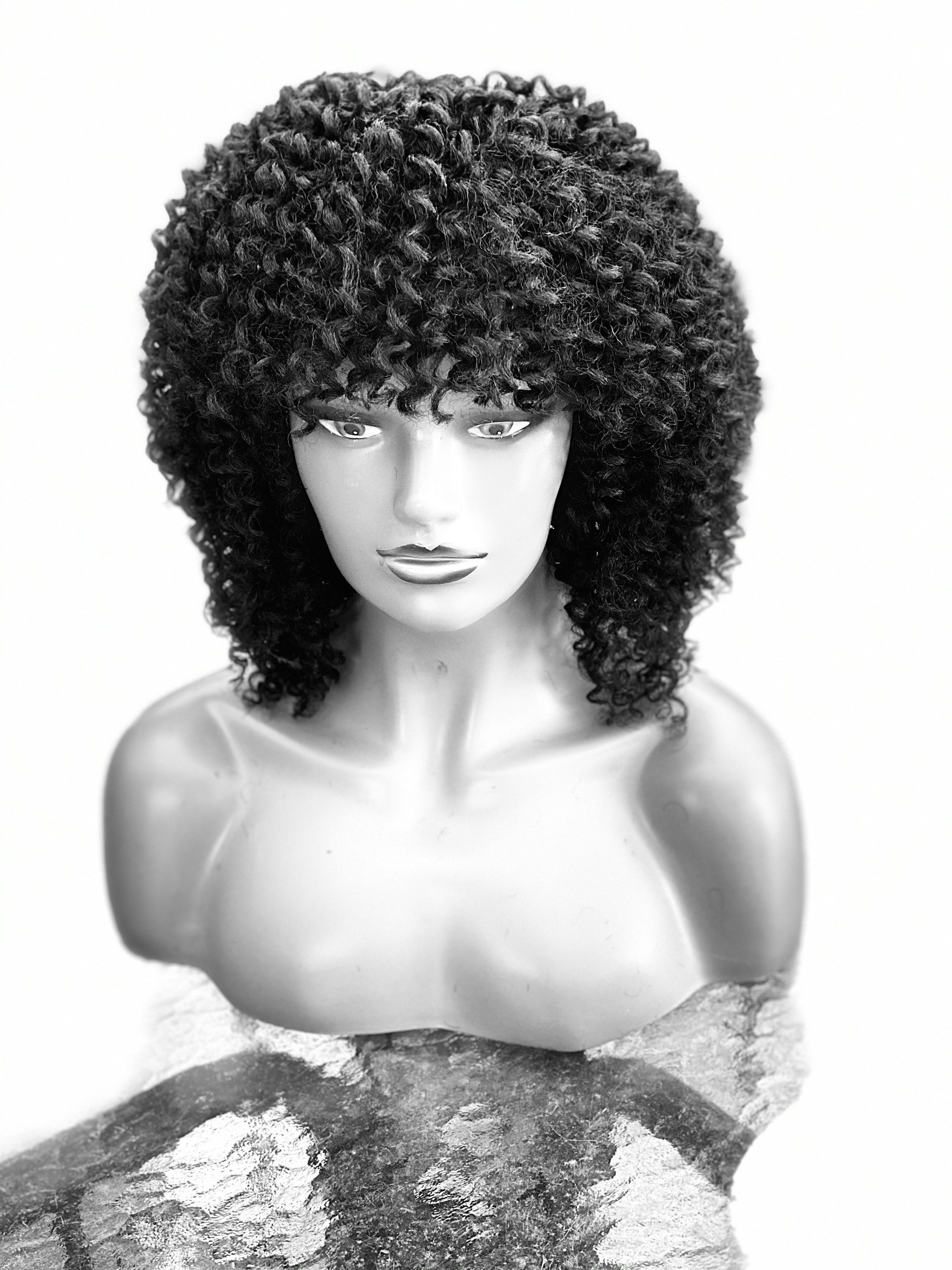 Handmade Human Hair Blend Wig With A Bang.just As Pictured