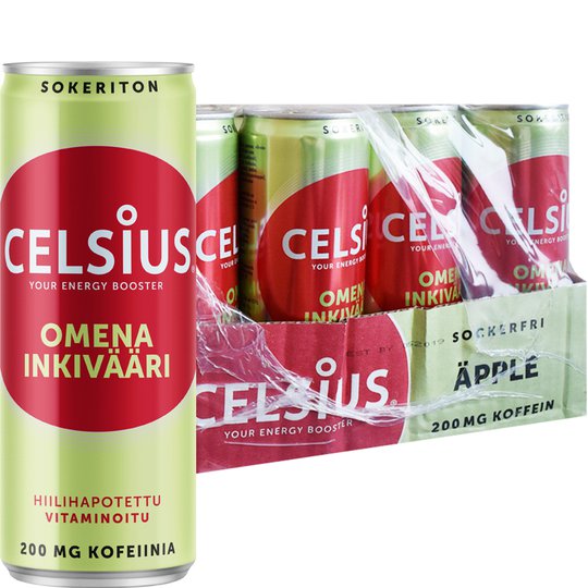 Laatikollinen "Omena & Inkivääri" Celsius-juomia 24 x 355ml - 38% alennus