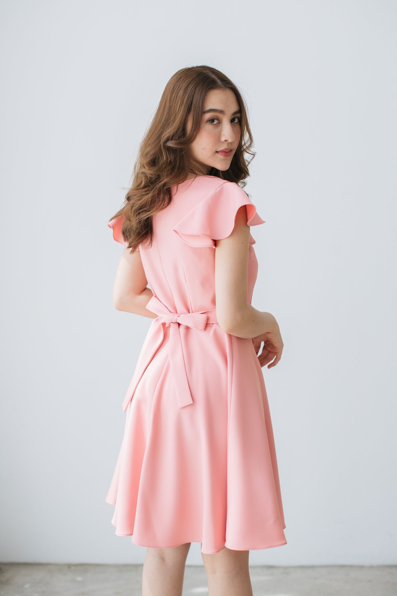Pink Bridesmaid Dress Fairy Tale Ruffle Sleeve Graduation Dress Vintage Inspired Prom Formal Princess -Alita