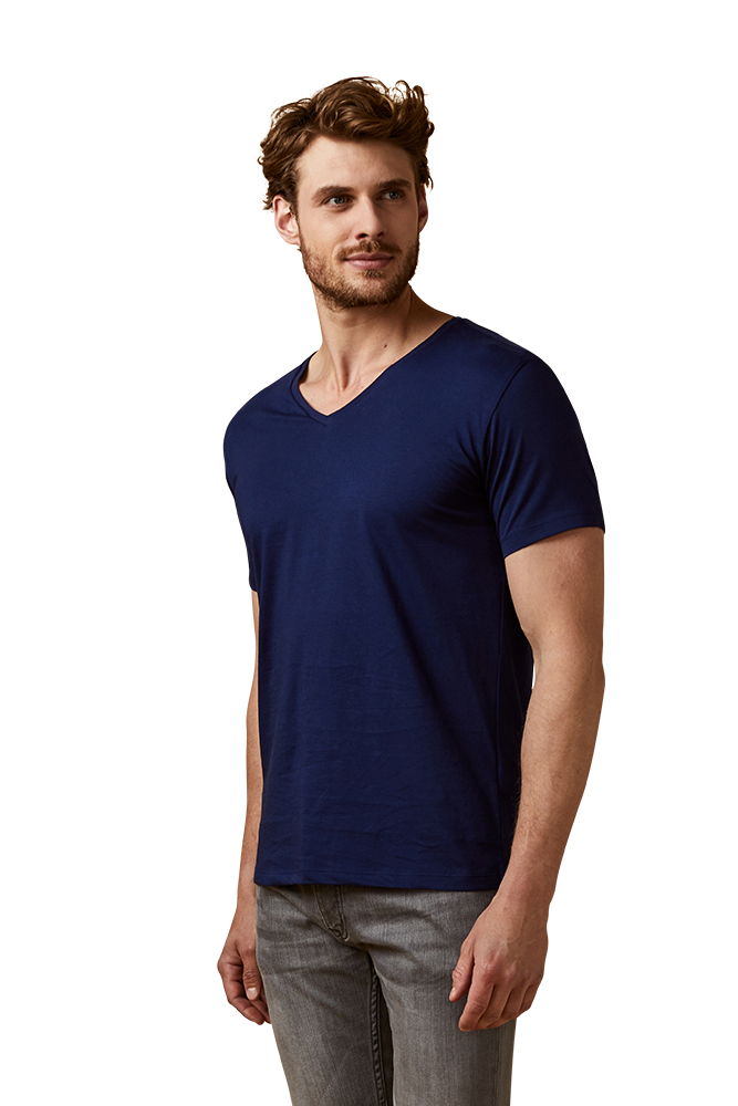 X.O V-Ausschnitt T-Shirt Herren, Französisch-Marineblau, XXL