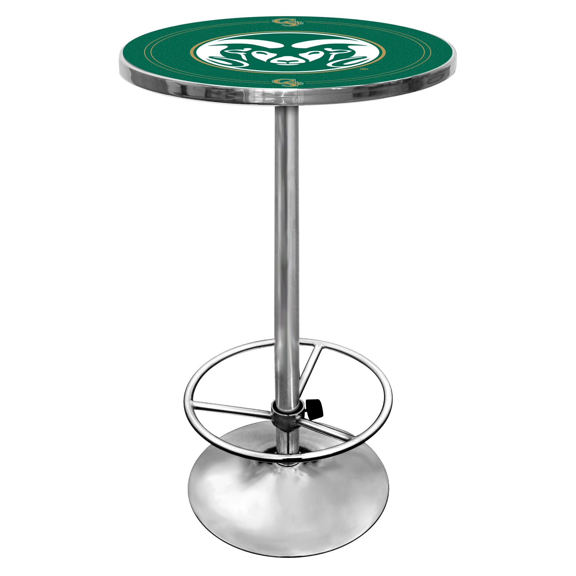 Trademark Gameroom Colorado State Rams Pub Tables Chrome Round Bar Table, Composite with Metal Base | CLC2000-COST