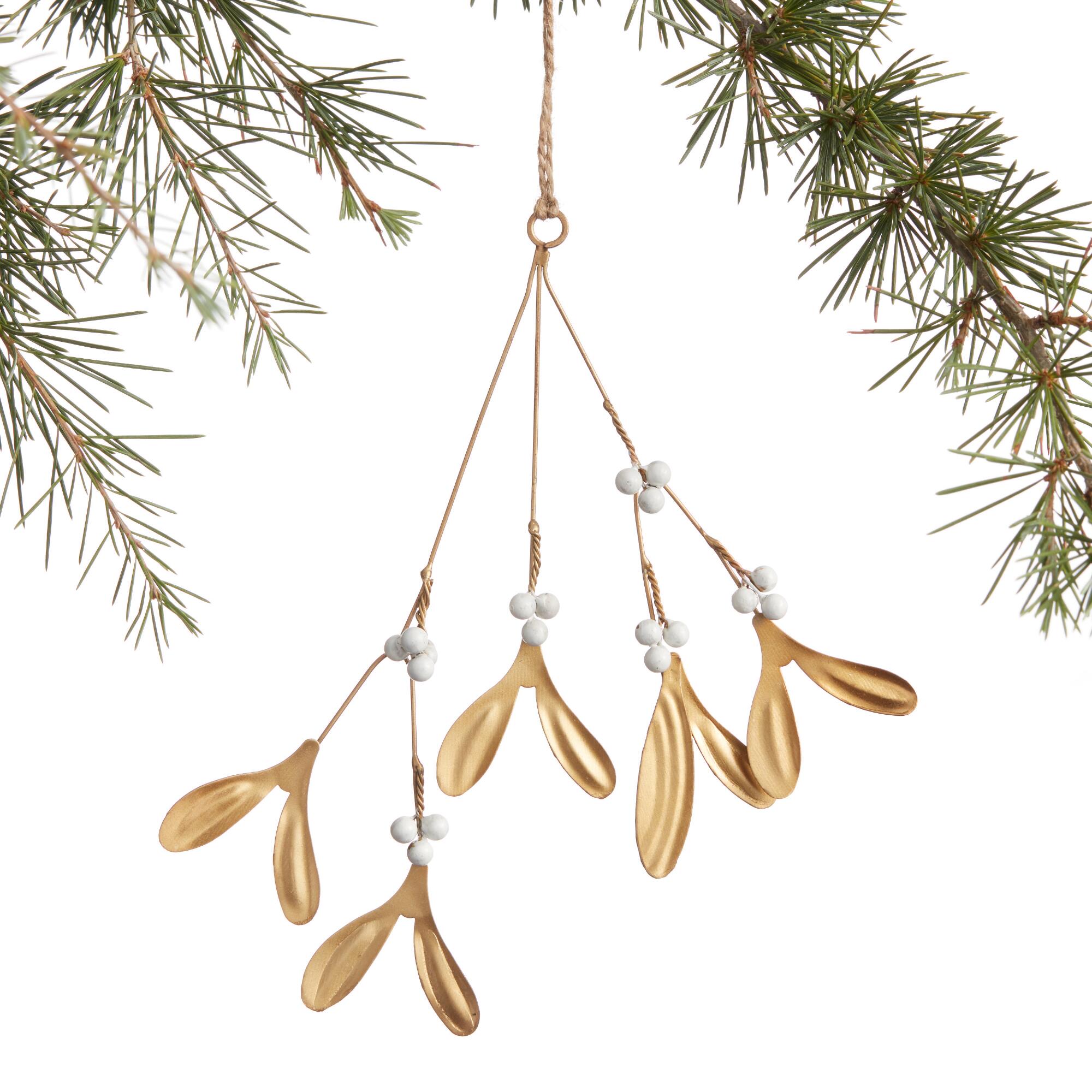 White and Gold Metal Mistletoe Ornament by World Market