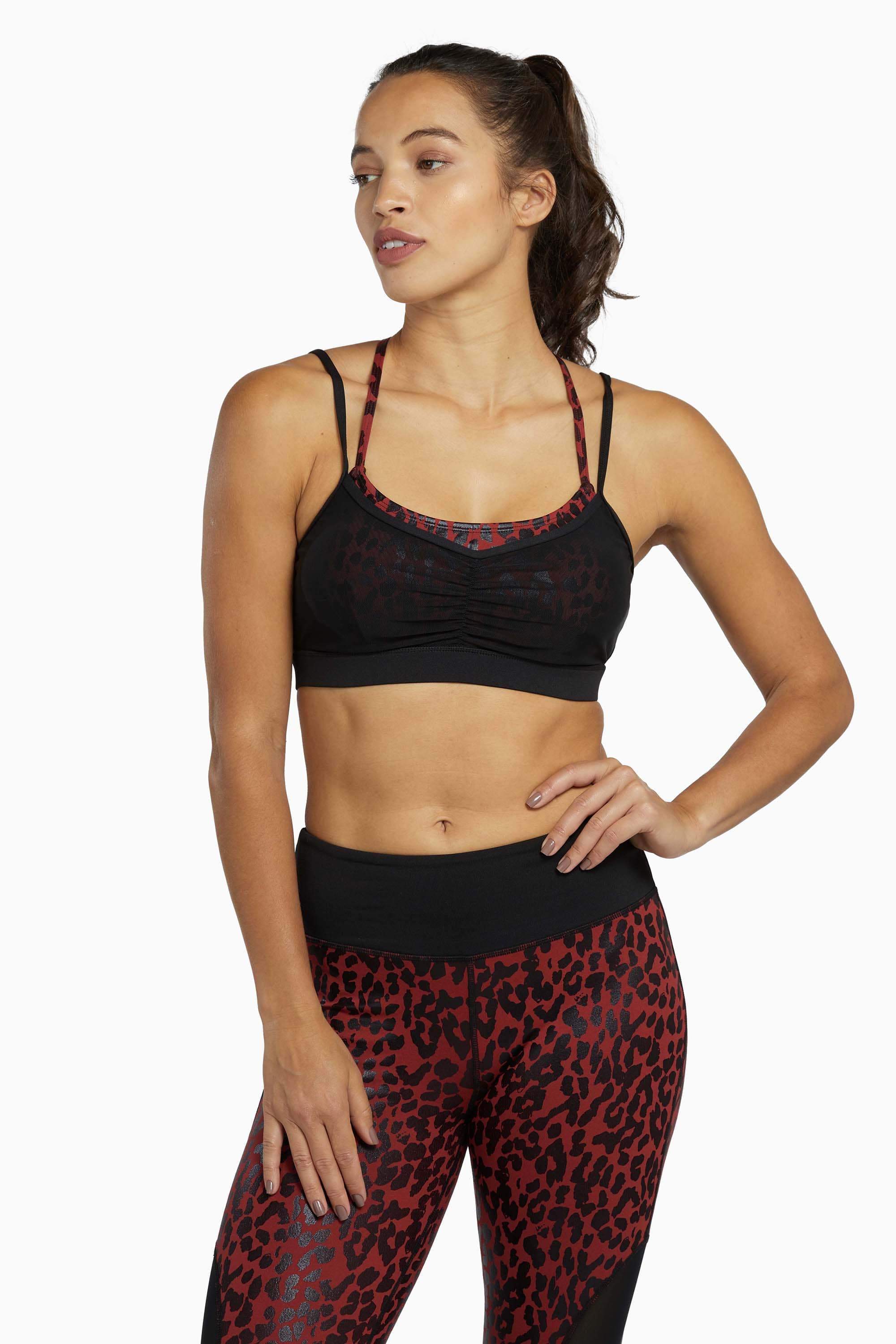 Wolf & Whistle Red and Black Leopard Wet look Sport Bra UK 10 / US 6