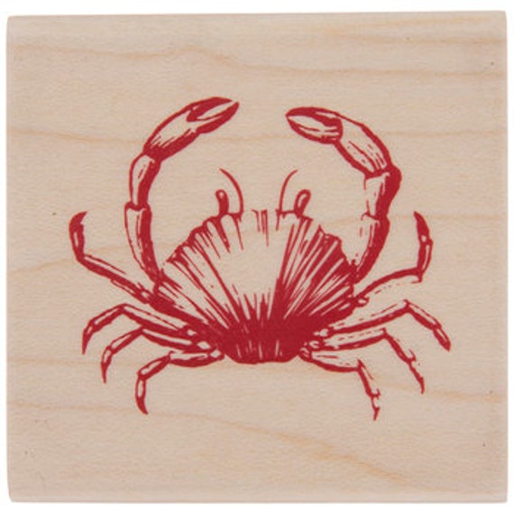 Red Wooden Crab Stamp Crawfish Lobster Seafood Boil Party Decoration Paper Decor