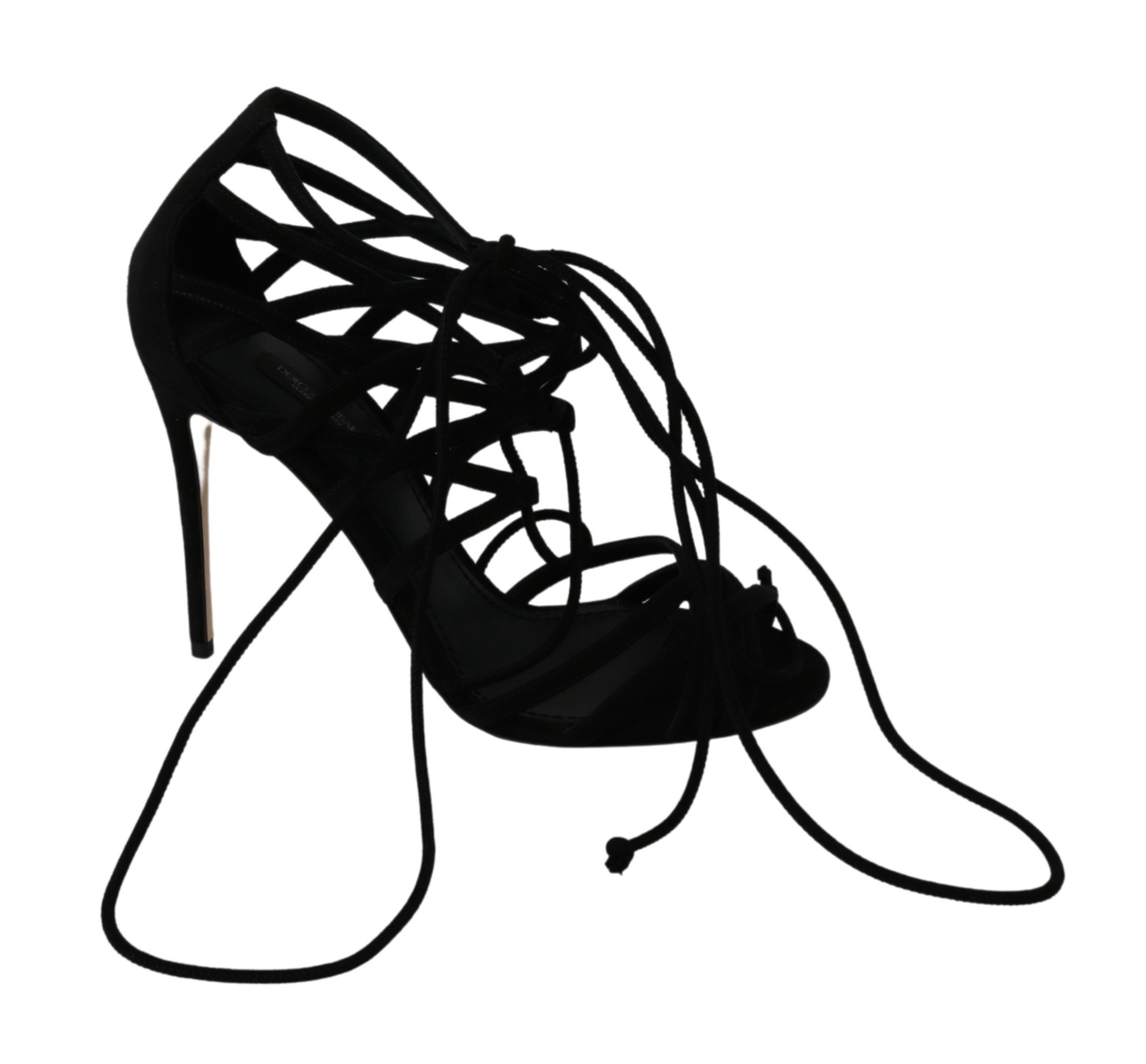 Black Suede Strap Stilettos Shoes Sandals - EU36/US5.5