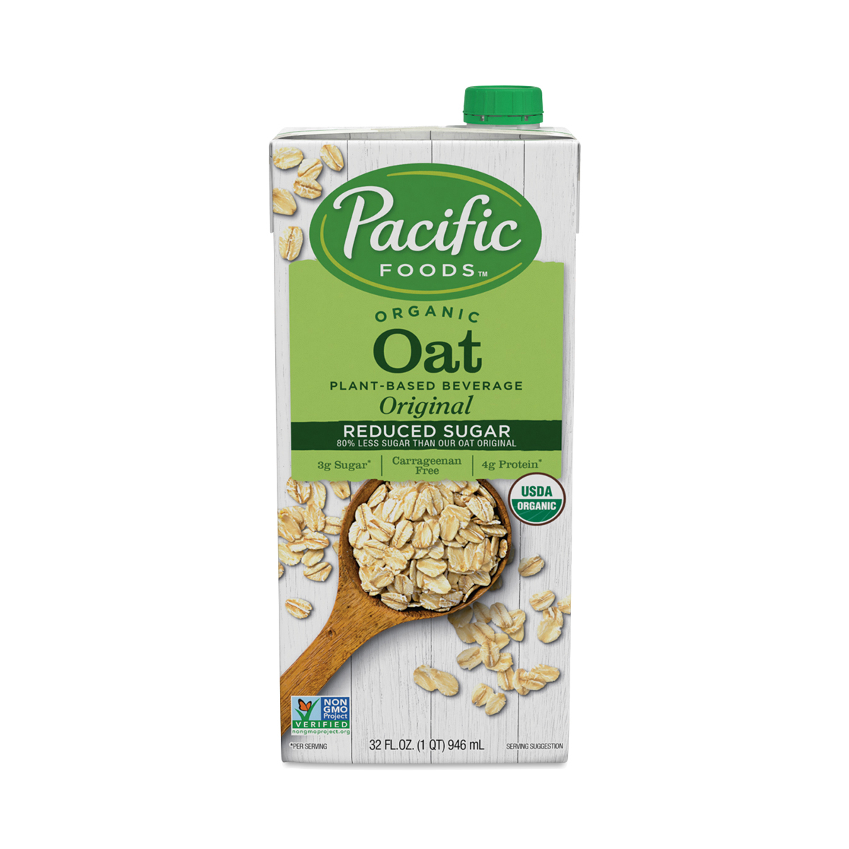 Pacific Foods Organic Reduced Sugar Oat, Original 32 oz box