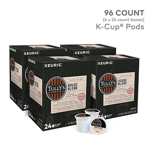 Tully's House Blend Coffee, Keurig K-Cup Pods, Medium Roast, 96/Carton (700287)