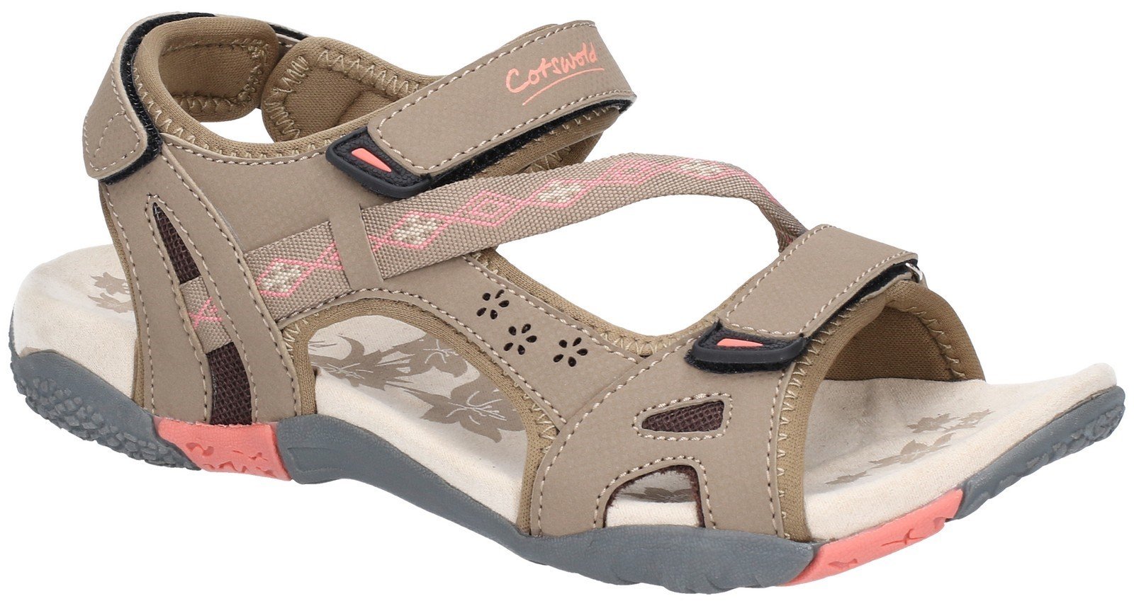 Cotswold Women's Whichford Touch Fasten Sandal Various Colours 28233 - Taupe/Pink 3