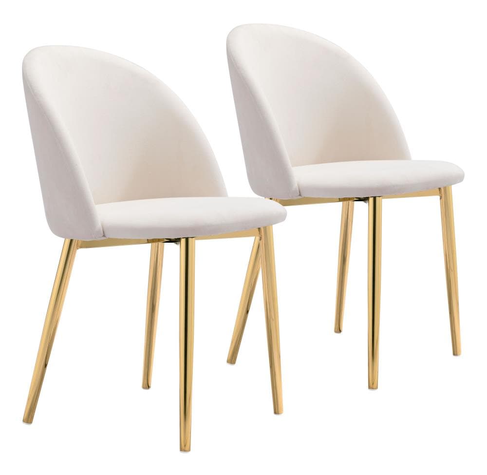 Zuo Modern Set of 2 Cozy Contemporary/Modern Polyester/Polyester Blend Upholstered Dining Side Chair (Metal Frame) in Off-White | 101557