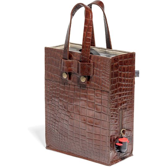 Top Drawer Bag in box i Croco mönster, Dk Cognac, 3 lit