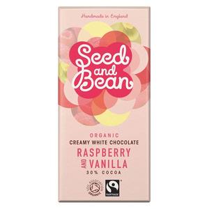 Seed & Bean chokolade Hvid Hindbær &Vanille Ø - 85 gr