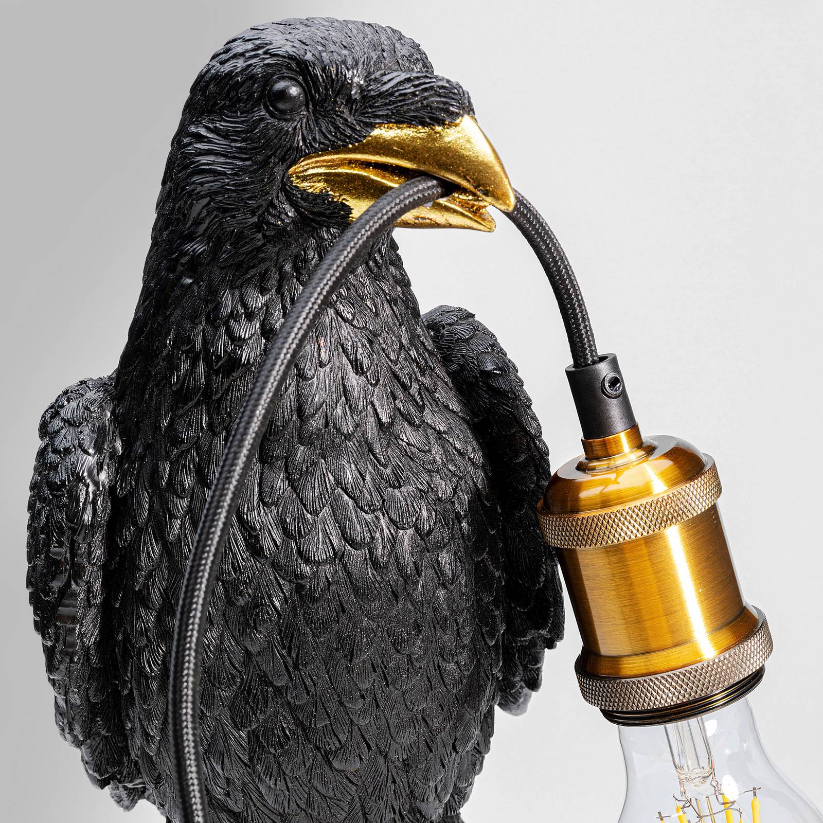 KARE Animal Sitting Crow -pöytälamppu, musta