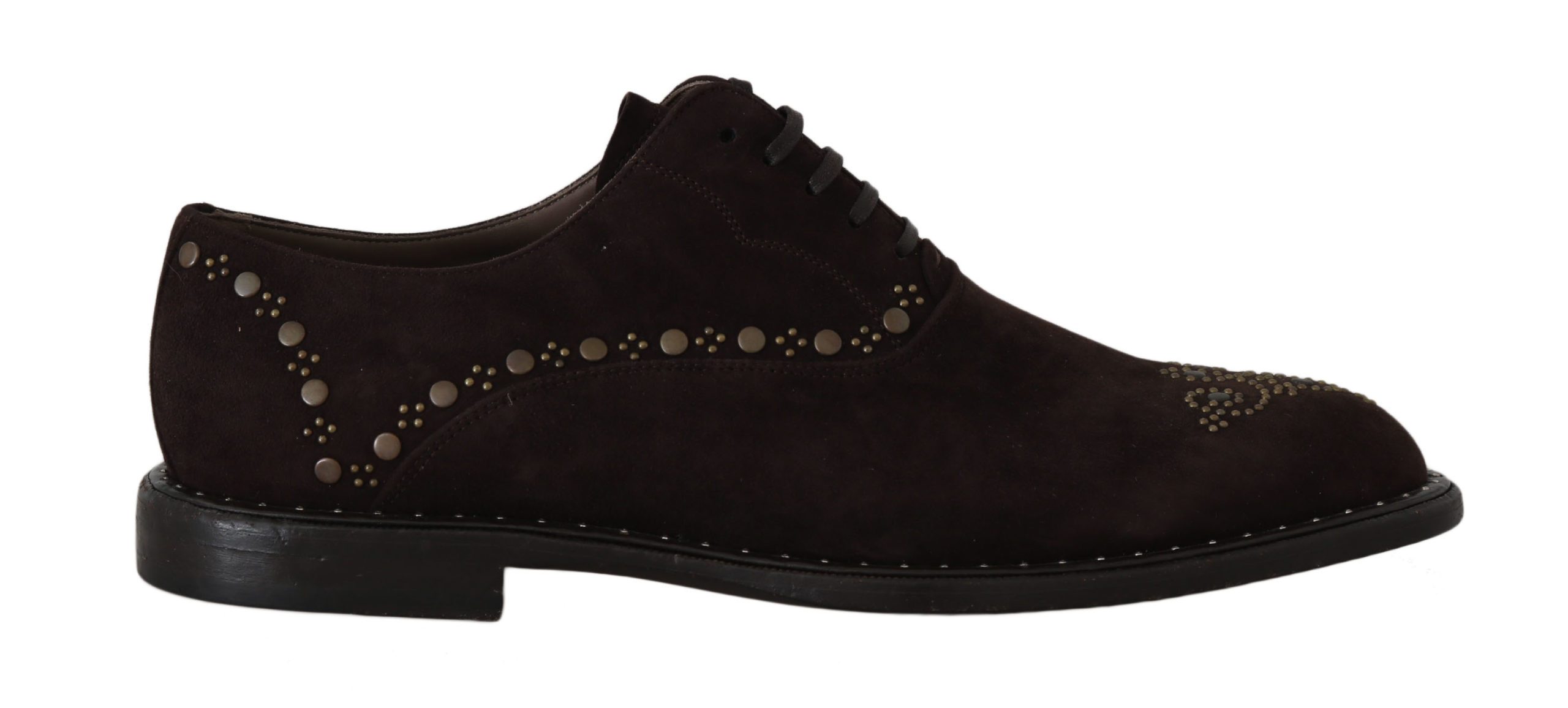 Dolce & Gabbana Men's Suede Marsala Derby Studded Shoes Brown MV2187 - EU39/US6