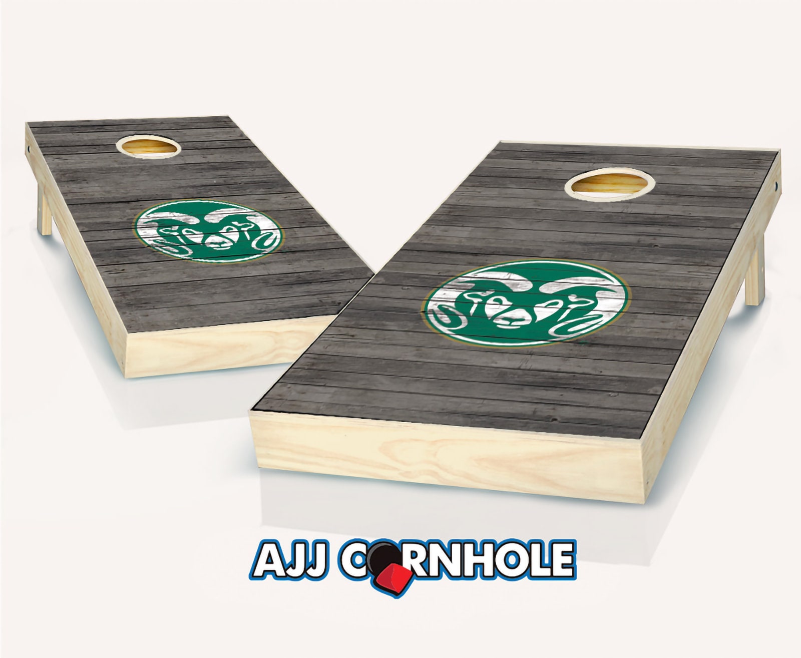Officially Licensed Colorado State Rams Distressed Cornhole Set With Bags - Bean Bag Toss Corn Hole