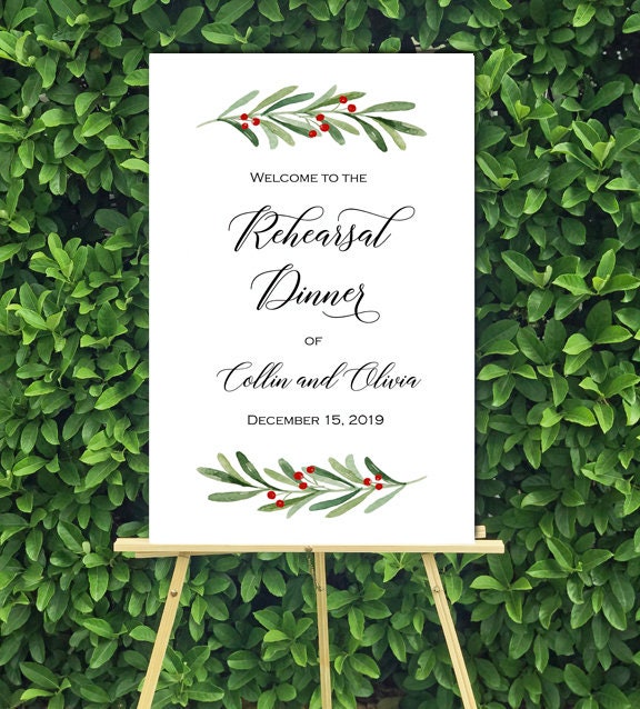 Wedding Welcome Rehearsal Dinner Engagement Party Couples Shower Printable Or Printed With Free Shipping - Holly Berry Collection