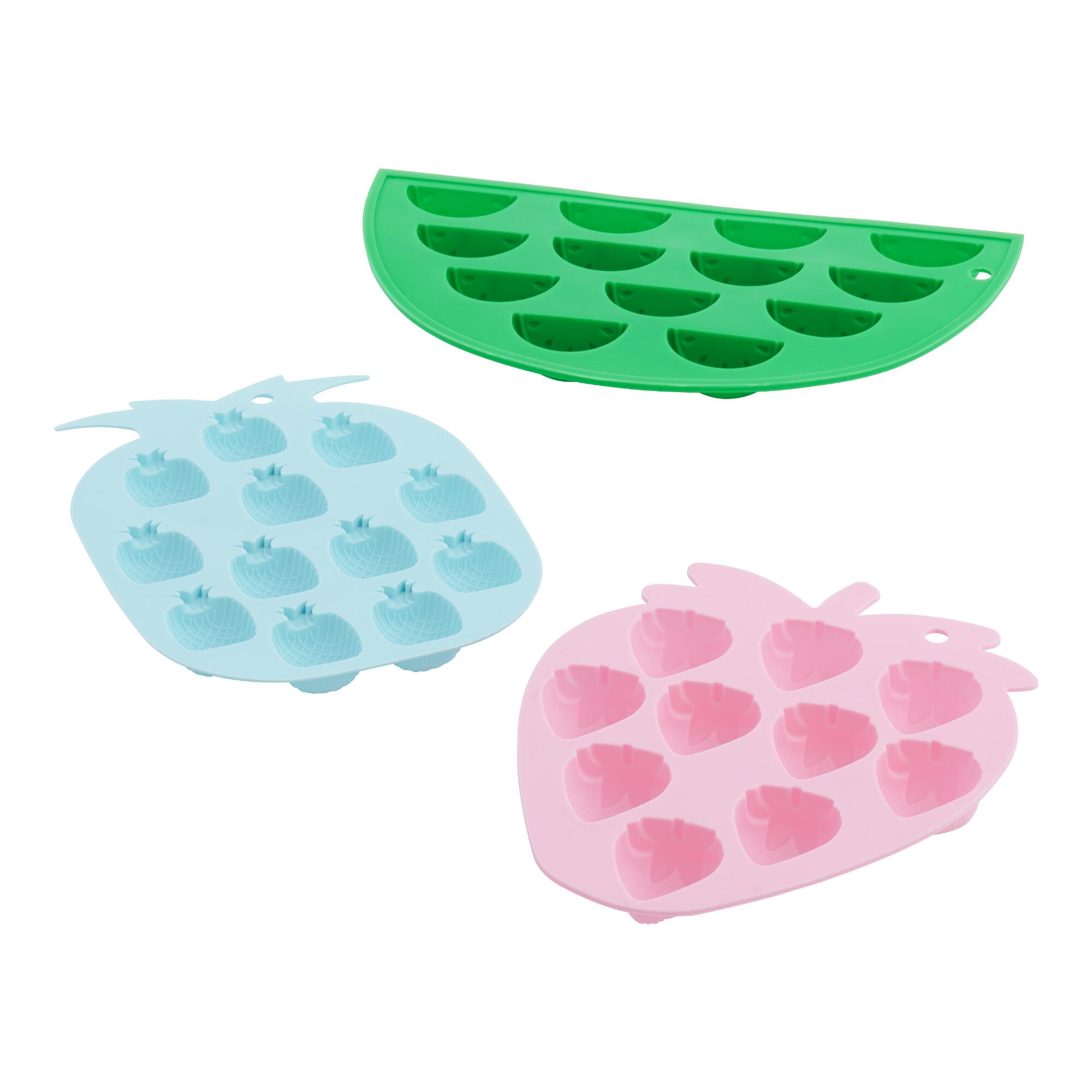 Fruit Shaped Silicone Ice Tray Set of 3: Blue/Green/Pink by World Market