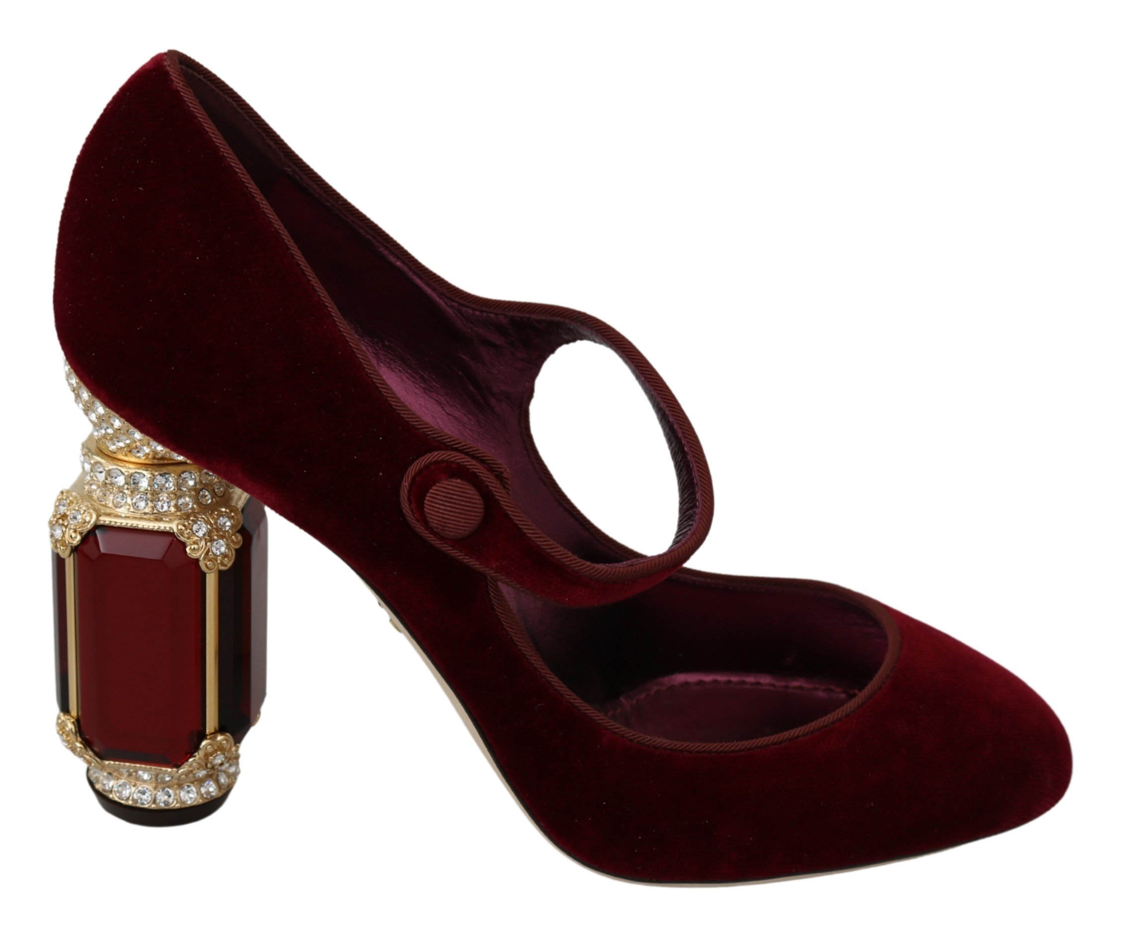 Dolce & Gabbana Women's Crystals Mary Jane Heels Red LA6851 - EU39/US8.5