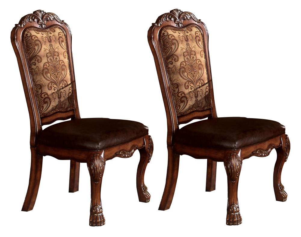 Benzara Set of 2 Casual Polyester/Polyester Blend Upholstered Dining Side Chair (Wood Frame) in Brown | BM191376