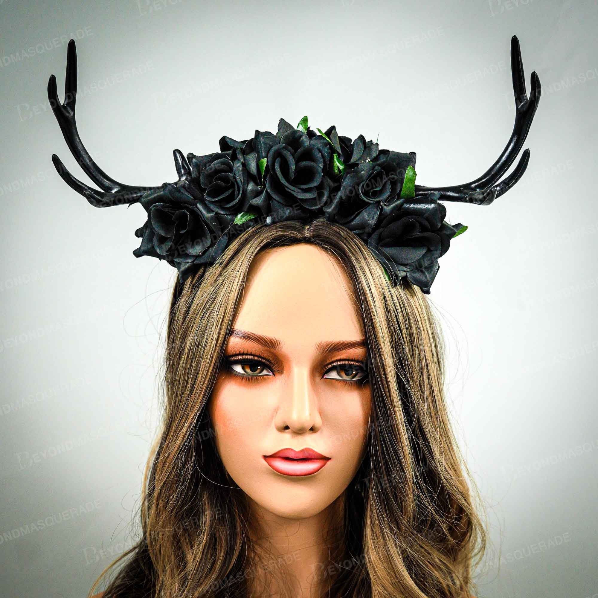 Antlers Ram Headband, Halloween Costume, Horns Masquerade Mask, Black Antlers, Horns, Masquerade, Hair Decor Costume Headband - Gold