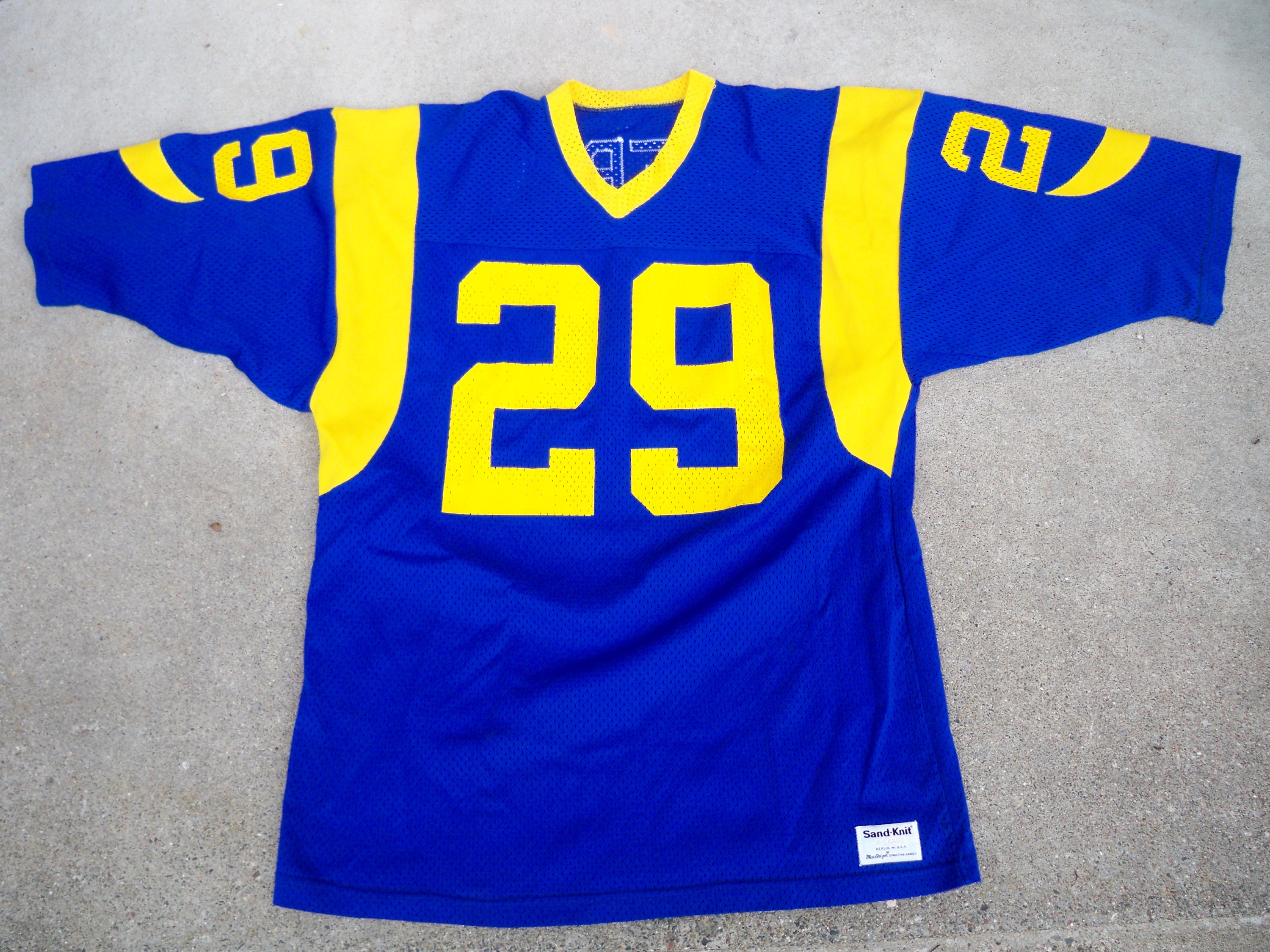 Vintage Eric Dickerson Sand-Knit La Los Angeles Rams Football Uniform Jersey Size Xl Made in Usa