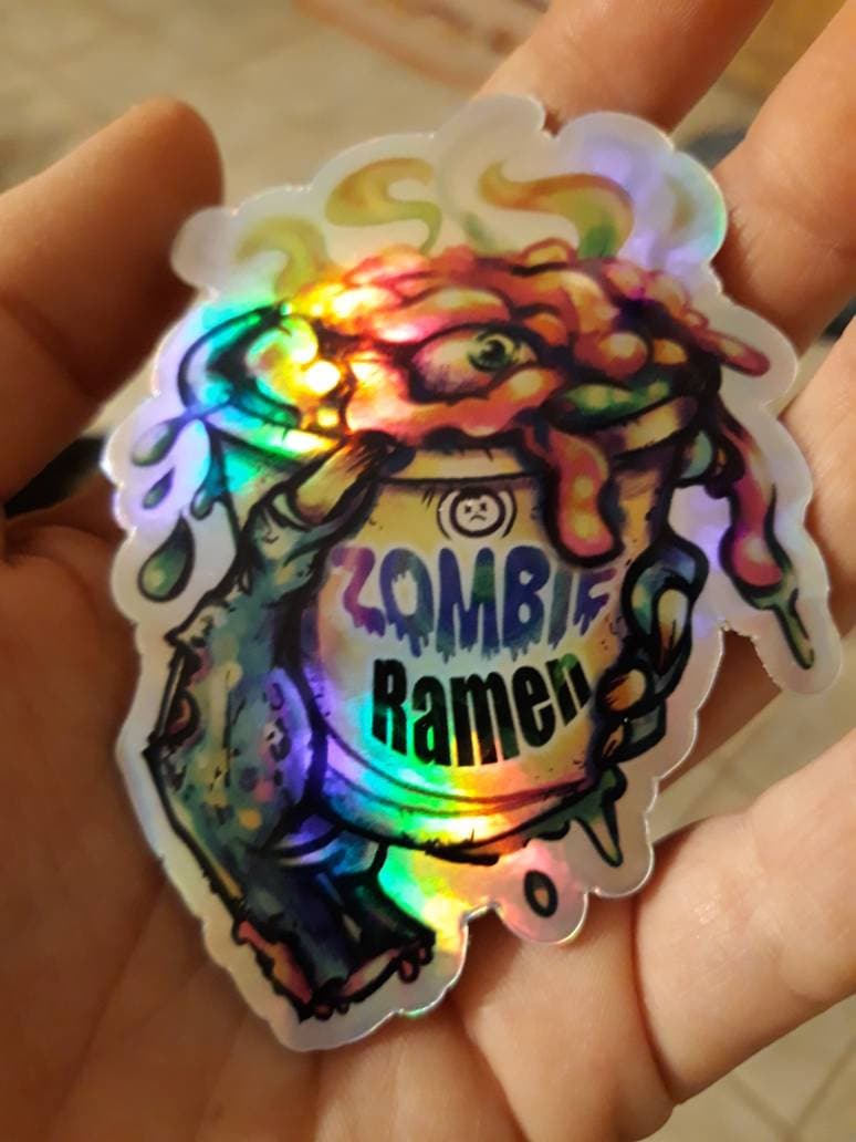 Zombie Ramen Holographic Sticker Stickermule Quality 3 Weatherproof Decal Check Out My Shop Everything Is Resident Evil