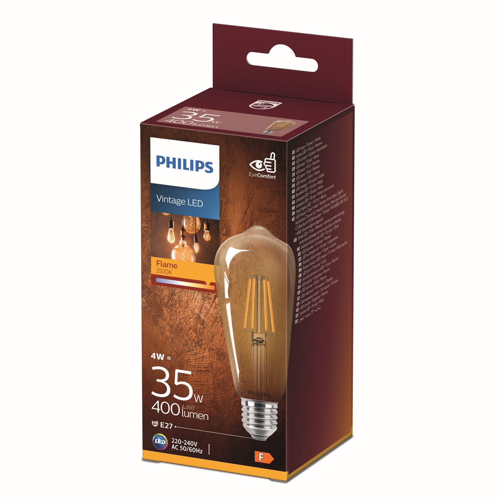 Philips E27 ST64 -LED-lamppu Curved 4W 2 500 K