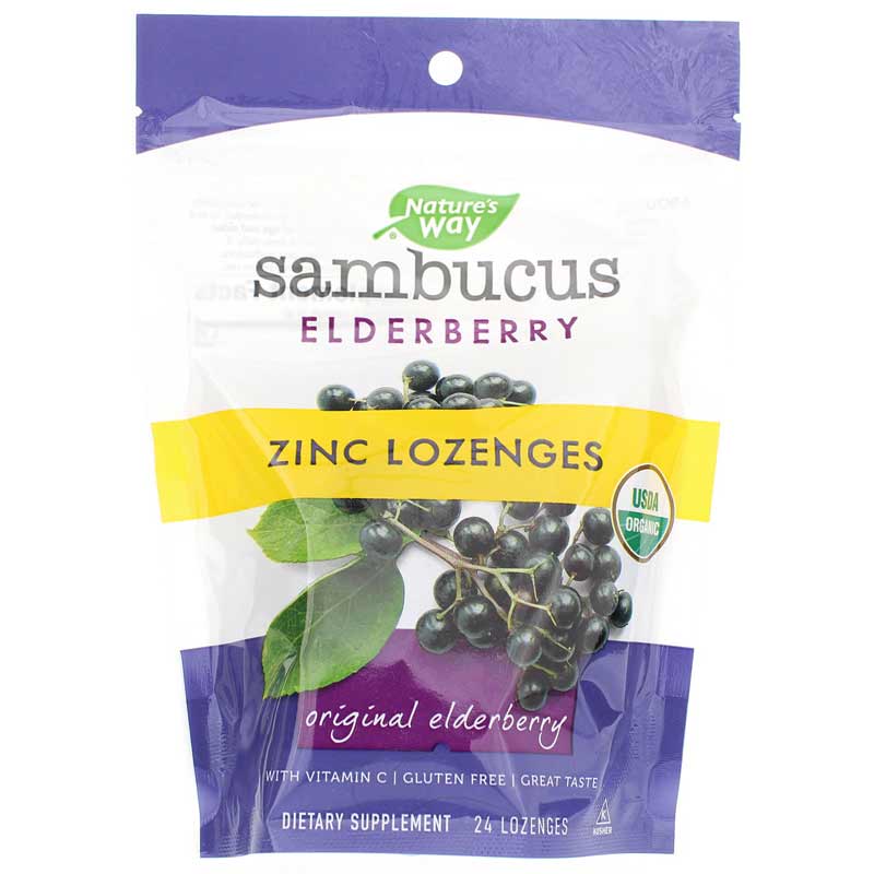 Natures Way Sambucus Elderberry Zinc Lozenges Organic Original 24 Lozenges