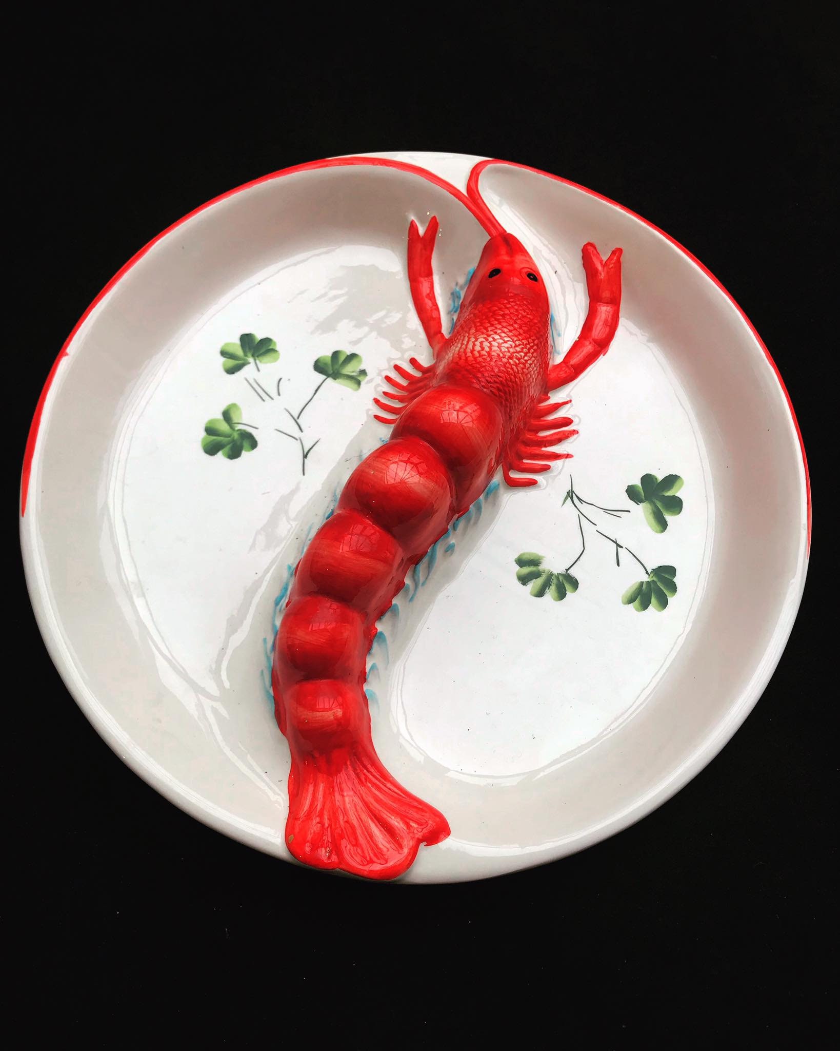 Lobster Plate Seafood Serving Plate Round Lobster Shellfish Appetizers Vegetables Hand Made Pottery Italy