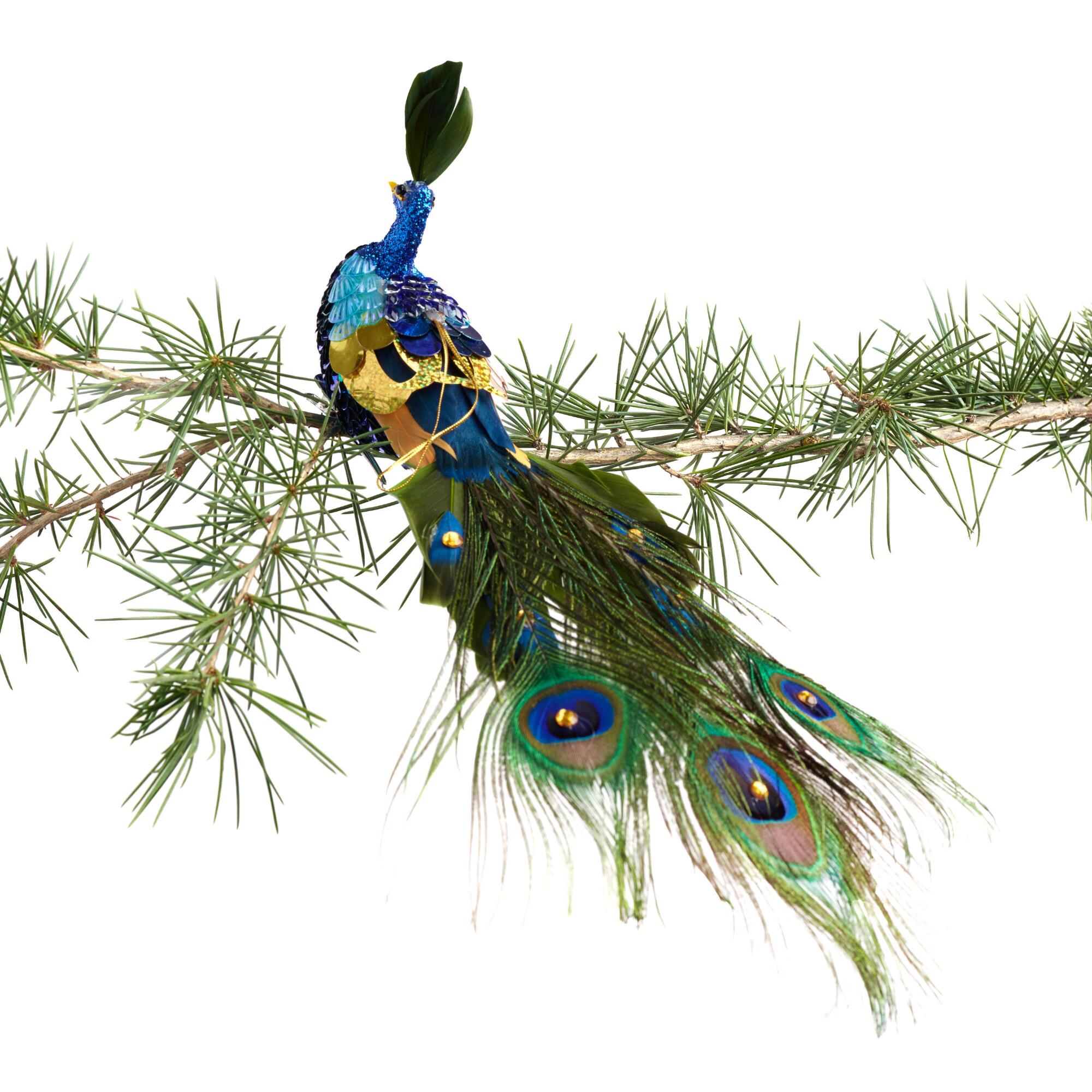 Sequin and Feather Peacock Ornament: Multi - Fabric by World Market