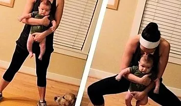 Perder peso após o parto: exercícios com um bebê nos braços