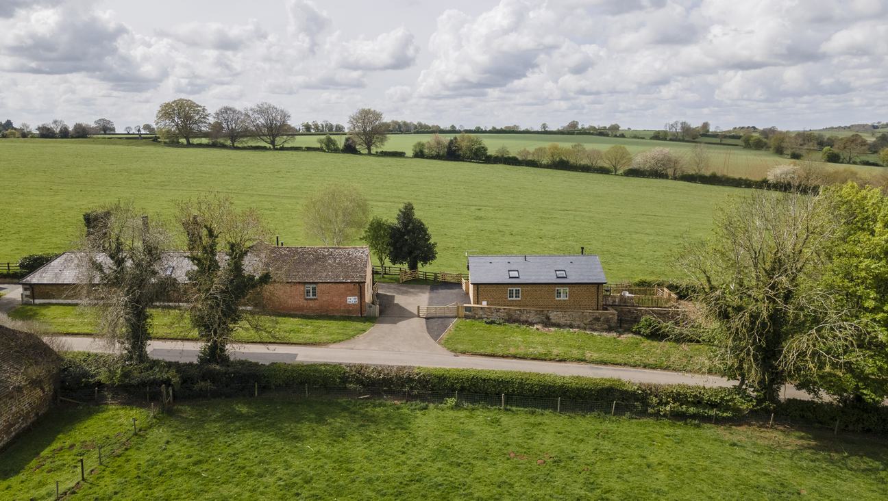 

                                        A tree lined quiet rural road with wide grass verges, smothered in white flowes,  in the village of Ayston Rutland