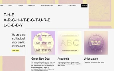 Screenshots of the Architecture Lobby homepage