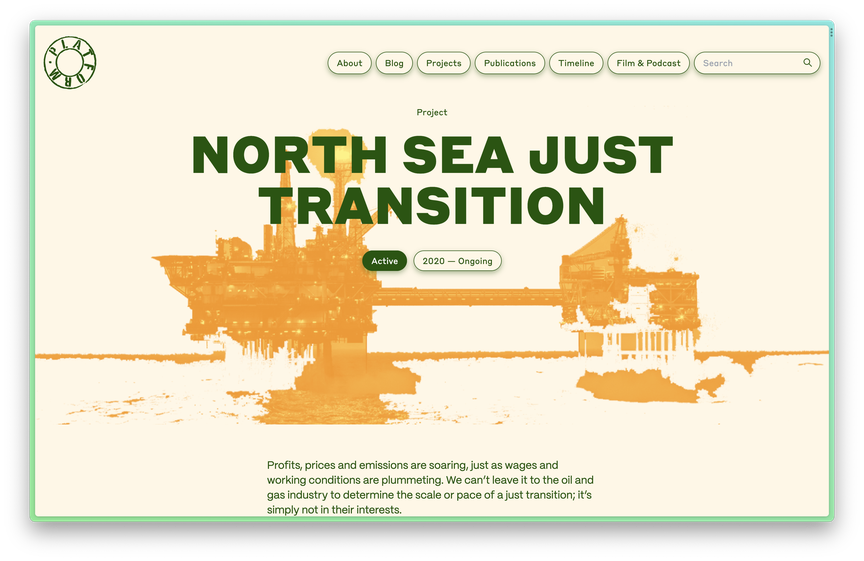 Project page on the North Sea Just Transition