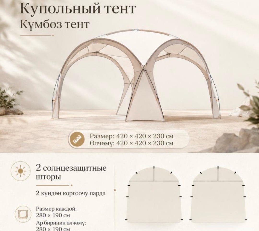 Тент палатка King of Tents + 4 шторки (420 х 420 х 230 см) - изображение 6