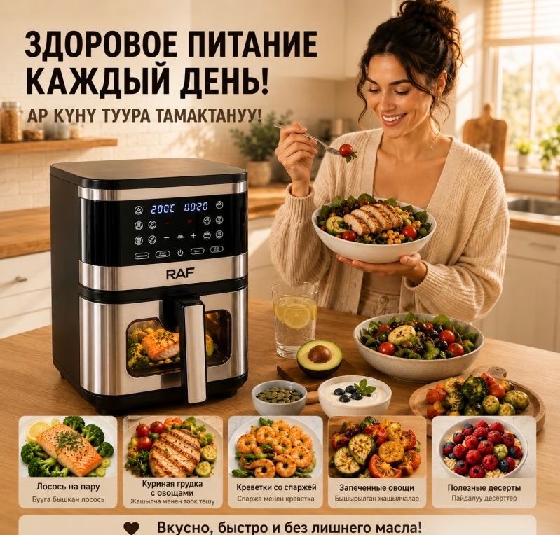 Домашняя аэрофритюрница эрогриль Raf Air Fryer R5386 - изображение 5