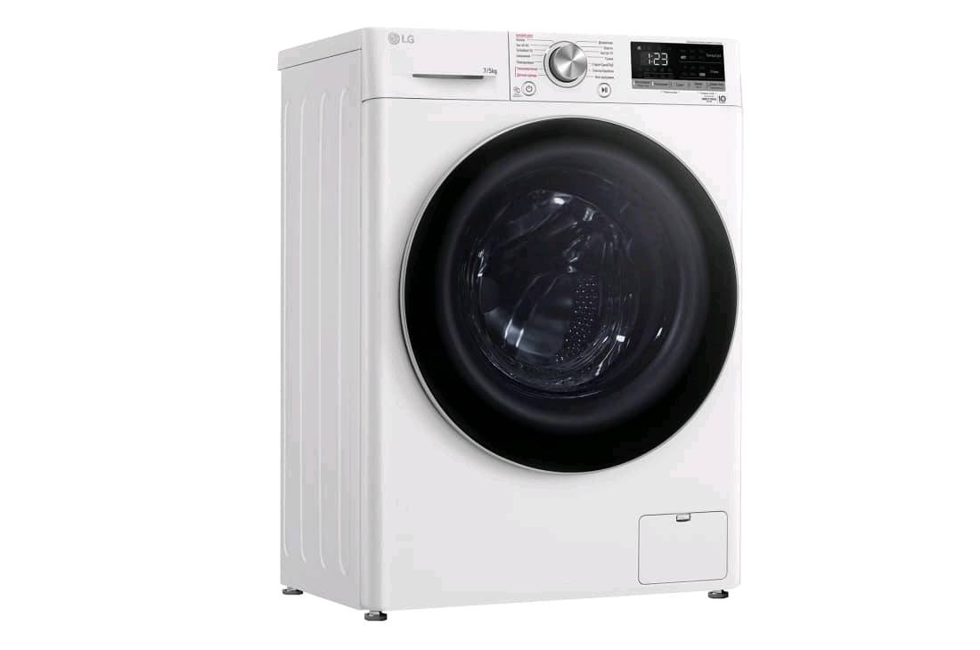 Стирально-сушильная машина LG F2V5HG1W имеет загрузку до 7 кг для стирки и до 5 кг для сушки, глубину 47,5 см и скорость отжима до 1200 об/мин. - изображение 3