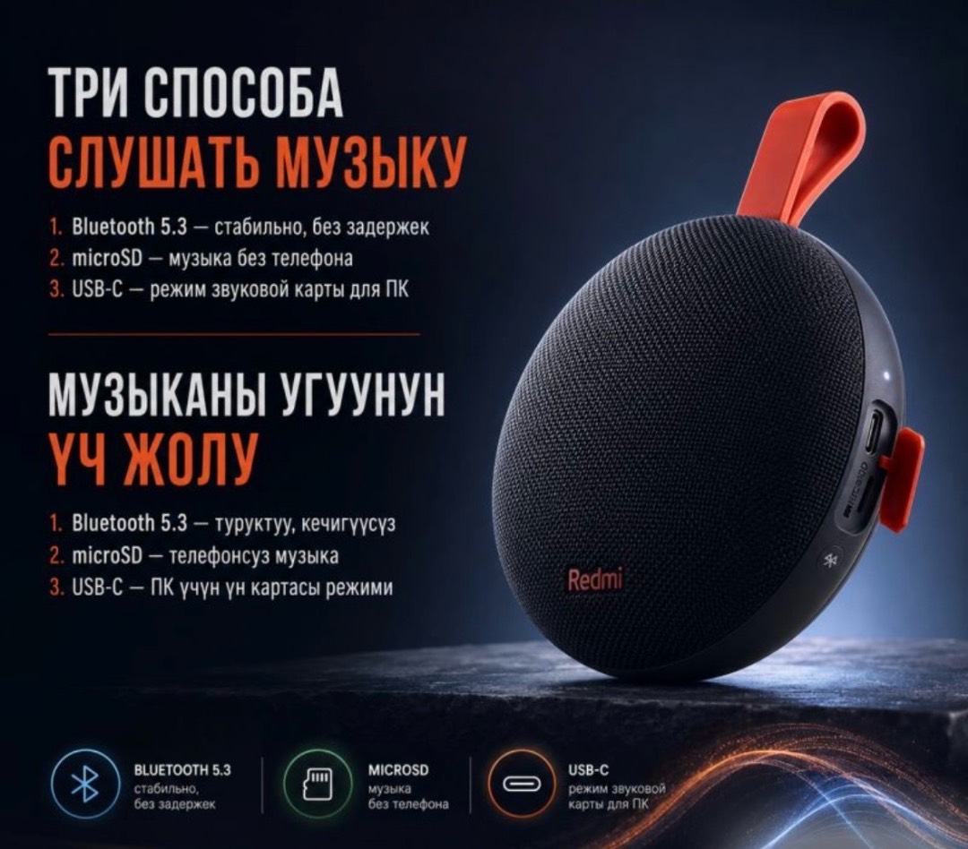 Портативная Bluetooth колонка Xiaomi Redmi Bluetooth speaker 2 - изображение 6