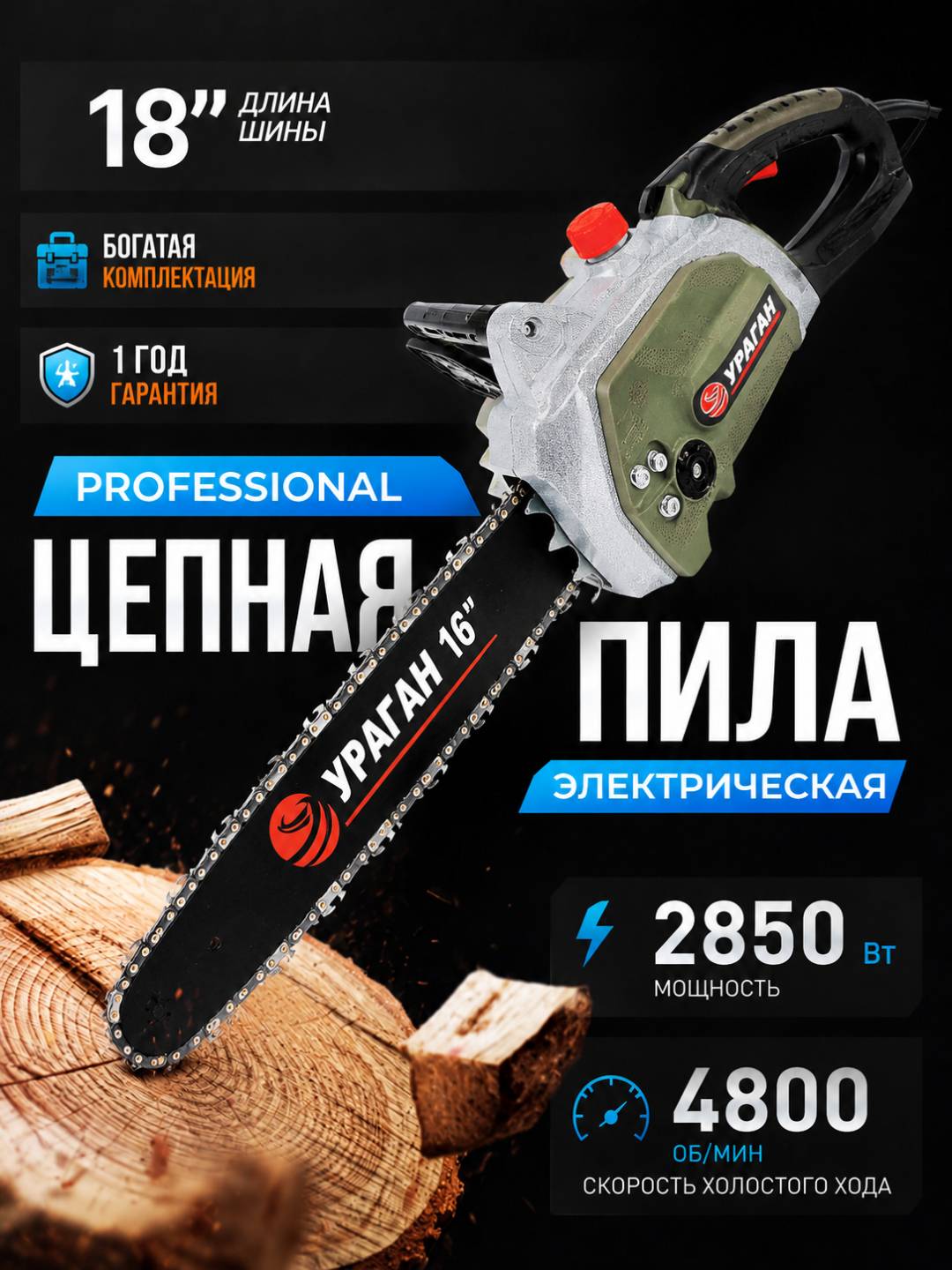 Электрическая Пила УРАГАН 2850 vip